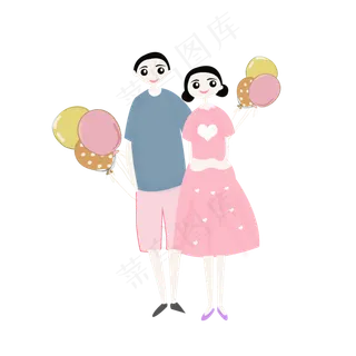 手绘情侣装饰素材