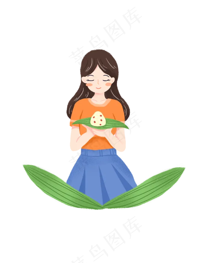 端午抱着粽子女孩素材(2000X2500(DPI:300))psd模版下载