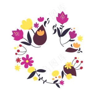 夏季夏天夏至卡通花环免扣素材