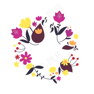 夏季夏天夏至卡通花环免扣素材