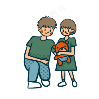 矢量免抠卡通可爱父亲节爸爸和女