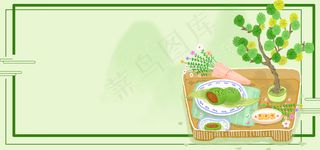 清明节清明团子水墨中国风banner