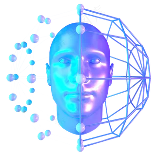 科技智能头像魔幻数据蓝色线框球,免抠元素