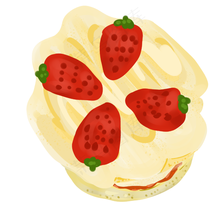 草莓水果面包插图