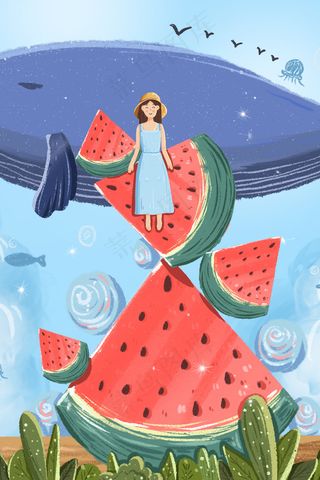 夏天夏季云朵海洋植物