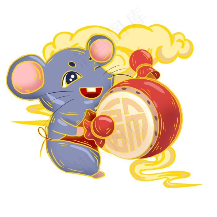 鼠年国潮装饰老鼠,免抠元素