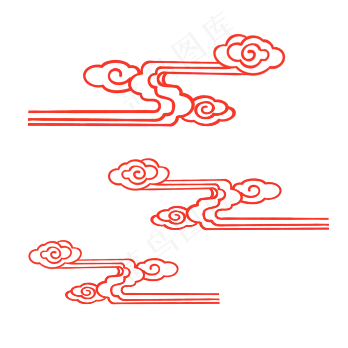 手绘中国风红色云纹免扣素材,免抠元素(2000X2000(DPI:300))psd模版下载