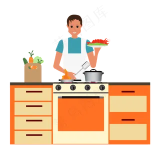 做饭的男人矢量素材