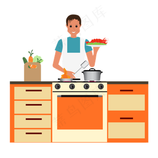做饭的男人矢量素材