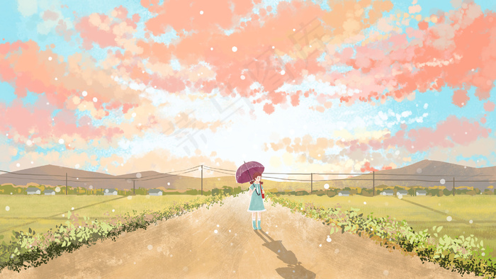 夏日小暑天空红霞风景