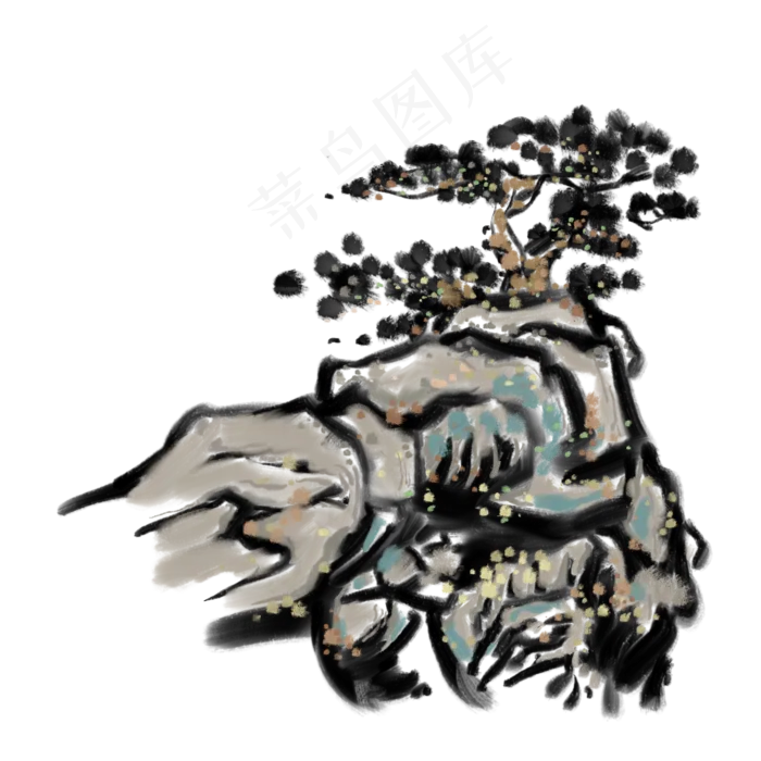 中国风水墨清明节山水(2000X2000(DPI:132))psd模版下载