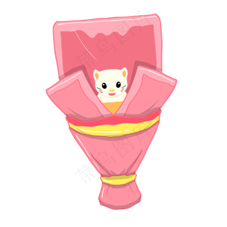 手绘可爱花束小熊