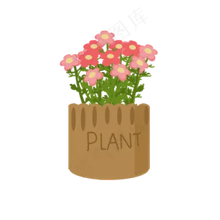 手绘植物花盆栽