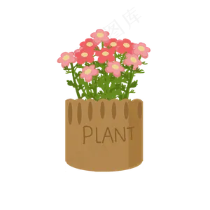 手绘植物花盆栽