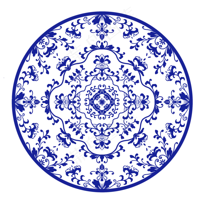 圆形青花瓷底纹,免抠元素(2000*2000px 300 dpi )psd模版下载