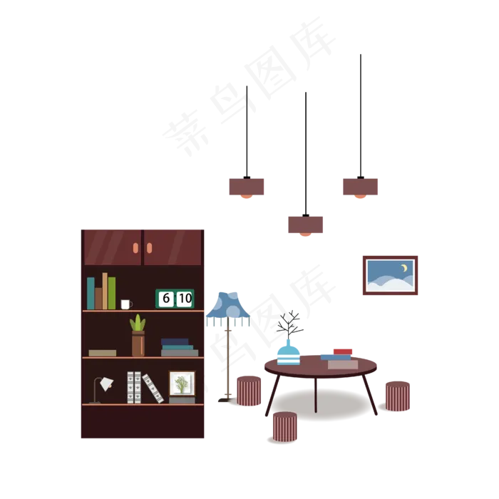 矢量手绘卡通家具,免抠元素(4167*4167px 300 dpi )ai矢量模版下载