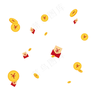 金币红包优惠券漂浮素材,免抠元素