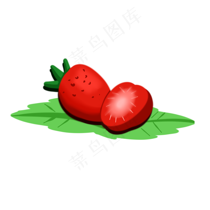 切开的一个半个草莓水果