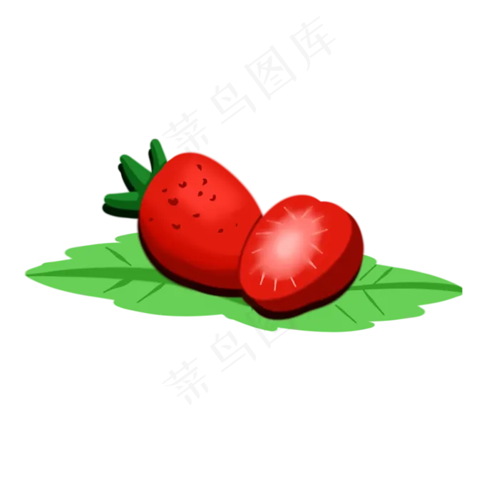 切开的一个半个草莓水果(2000X2000(DPI:300))psd模版下载