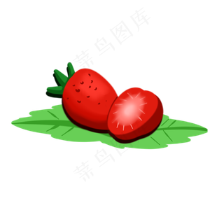 切开的一个半个草莓水果