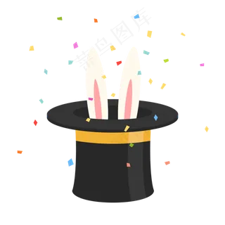 愚人节礼帽和兔子魔术搞怪元素,免抠元素