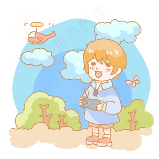 玩遥控飞机男孩