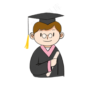 毕业季学士服卡通毕业生元素下载