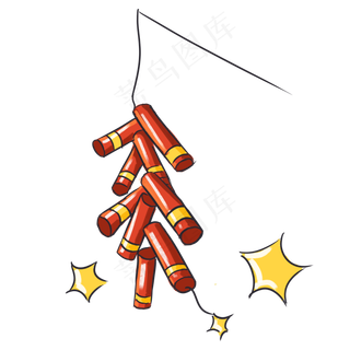 彩色手绘鞭炮元素,免抠元素