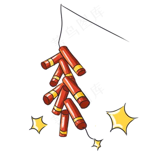 彩色手绘鞭炮元素,免抠元素