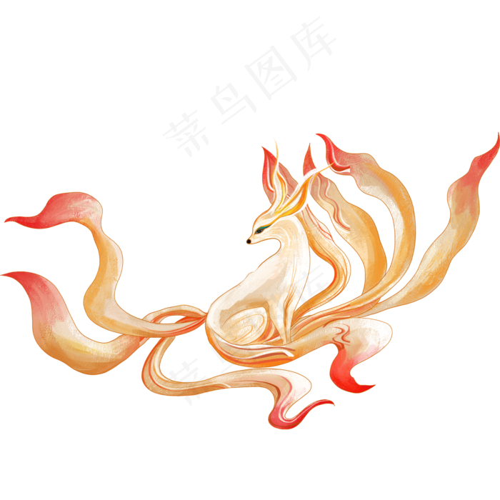 国潮风山海经九尾狐