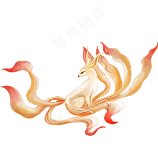 国潮风山海经九尾狐