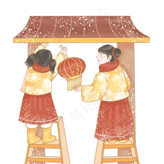 欢度小年之灯笼高高挂,免抠元素
