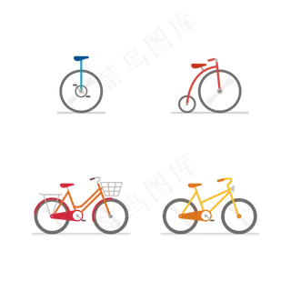 自行车发展史矢量,免抠元素