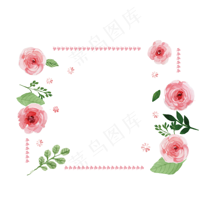 清新水彩花朵粉色花卉边框
