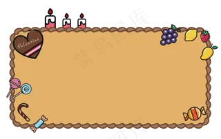 情人节爱情巧克力蛋糕深色矢量边