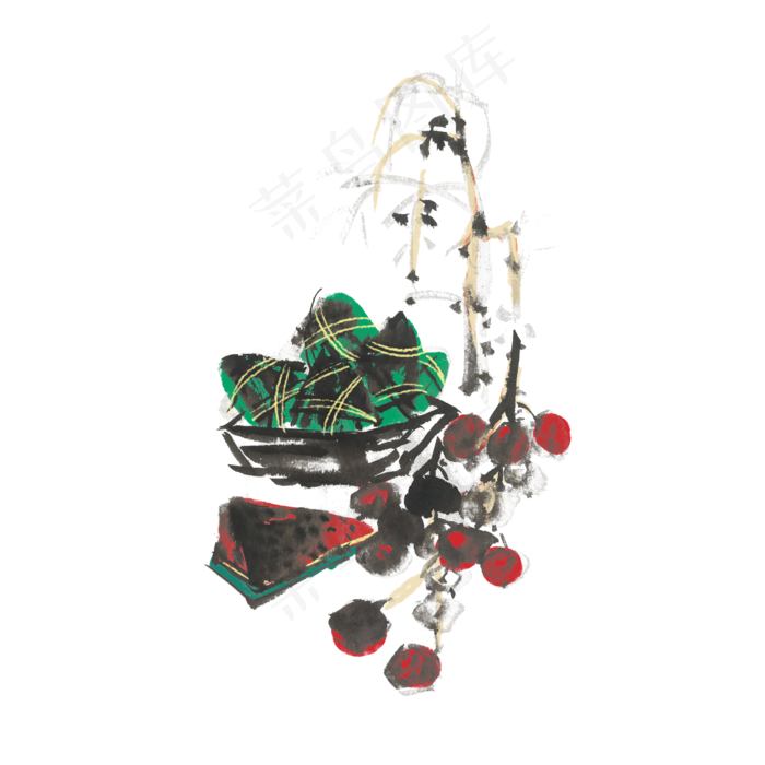 端午姐生动粽子西瓜手绘(4000X4000(DPI:300))psd模版下载