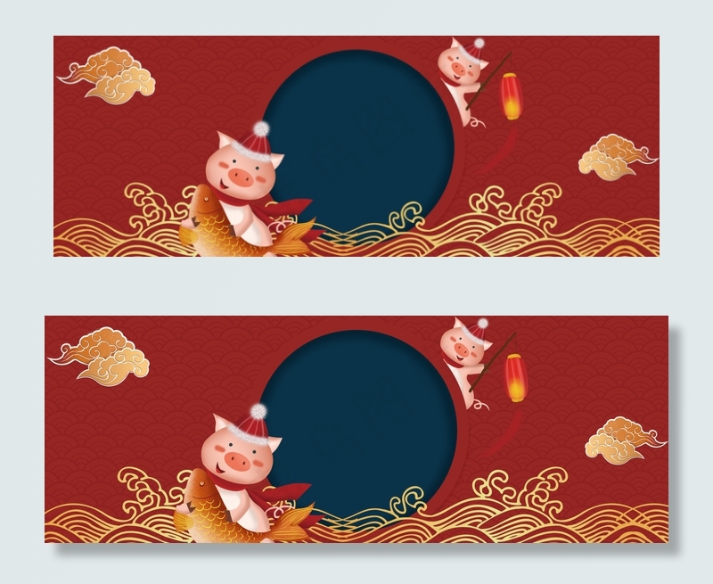 淘宝年货节猪年中国风海报背景
