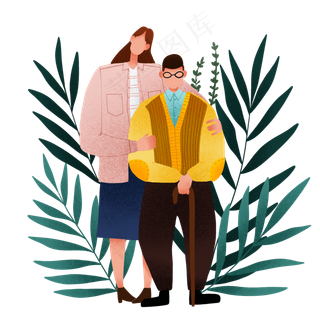 扁平肌理风父亲节温馨父女