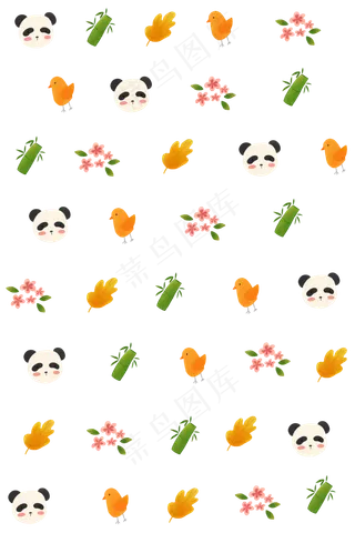 熊猫印花底纹装饰图,免抠元素