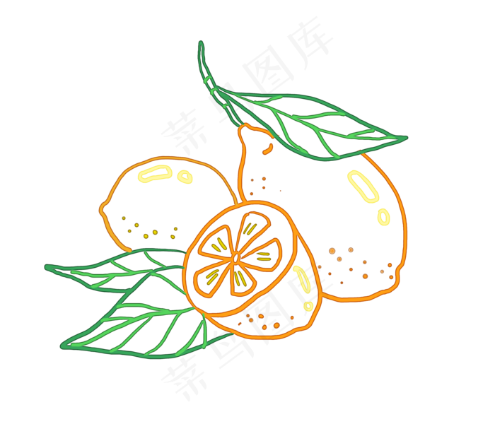 卡通柠檬简笔画(3500X3000(DPI:300))psd模版下载