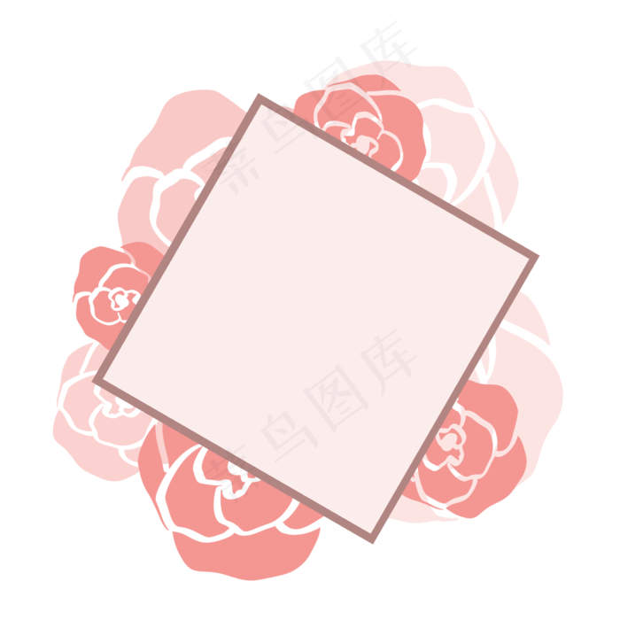 粉色玫瑰边框(2000X2000(DPI:300))psd模版下载