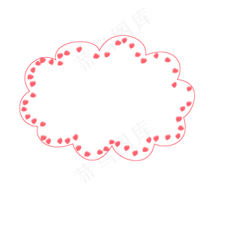 云朵形状玫瑰花瓣边框