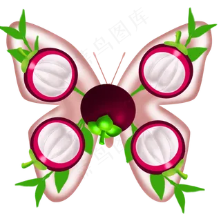 果水果果子果肉山竹粉色蝴蝶装