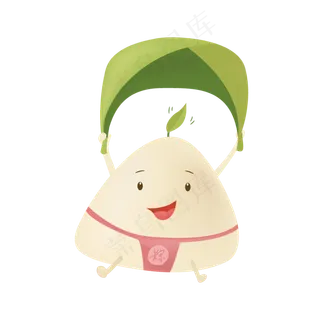 绿色娃娃卡通手绘粽子