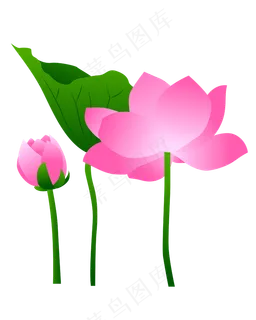 手绘卡通免扣荷花