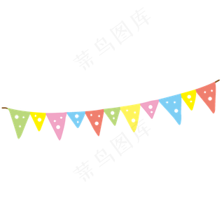 六一儿童节彩旗装饰卡通,免抠元素