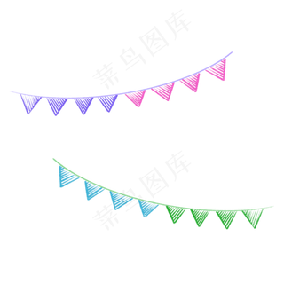 粉笔画效果彩旗,免抠元素