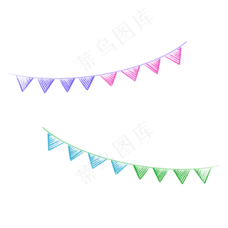 粉笔画效果彩旗,免抠元素 粉笔画效果彩旗,免抠元素