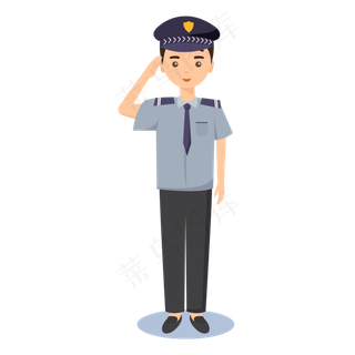 人民警察穿制服敬礼,免抠元素