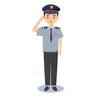 人民警察穿制服敬礼,免抠元素